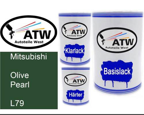 Mitsubishi, Olive Pearl, L79: 500ml Lackdose + 500ml Klarlack + 250ml Härter - Set, von ATW Autoteile West.